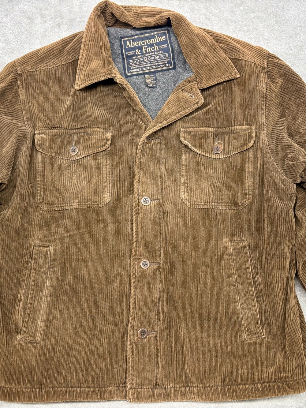 Vintage Abercrombie & Fitch Corduroy Jacket Quilted Fleece Preppy Workwear Y2K